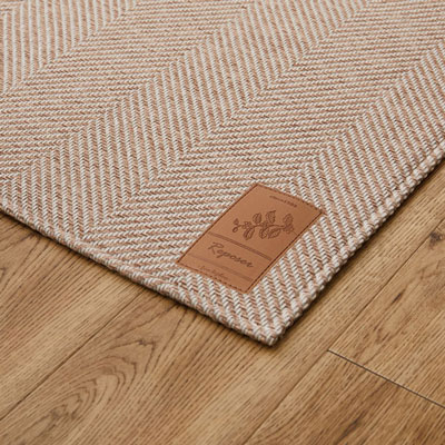 縞生地へリングラグ　ボーナ ブラウン 130×190cm