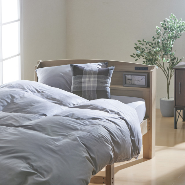 ふわふわ羽毛布団とカバーの6点セット ライトグレー SLF-01(LGR)