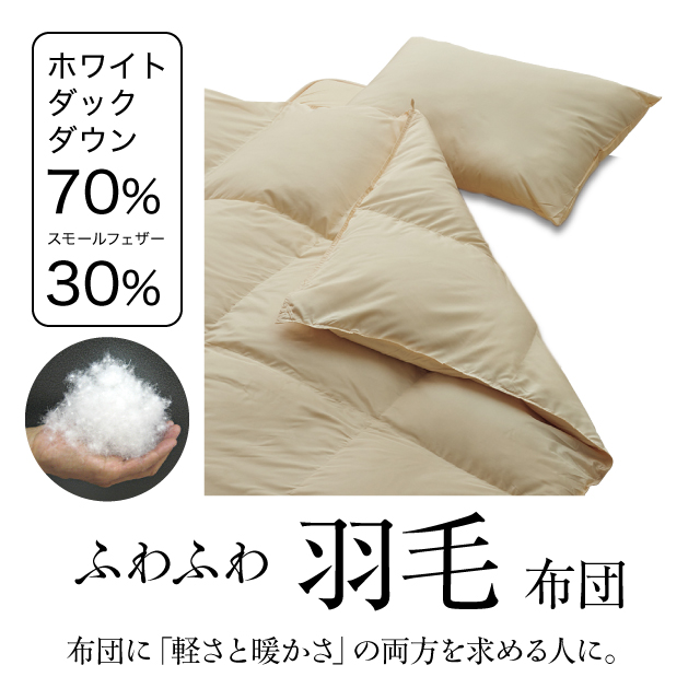 ふわふわ羽毛布団とカバーの6点セット ネイビー SLF-01(NV)