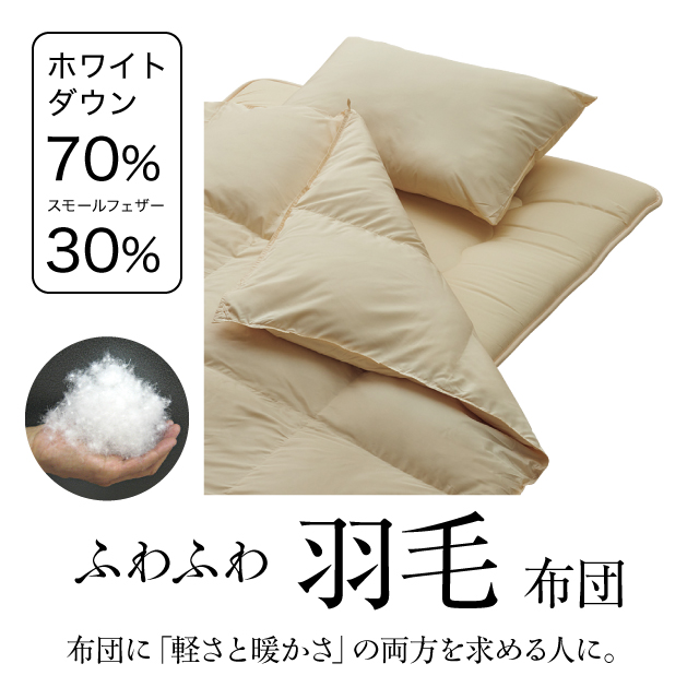 ふわふわ羽毛布団とカバーの7点セット ネイビー SLF-02(NV)