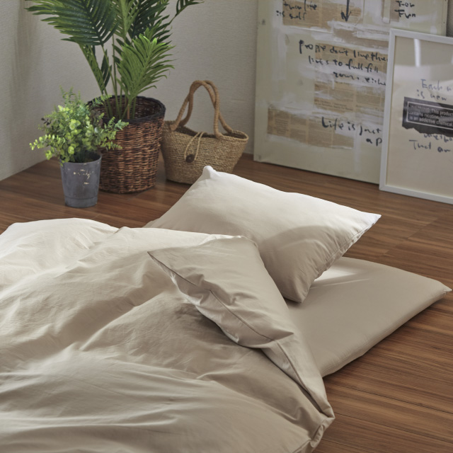 合繊（抗菌防臭）布団とカバーの7点セット ミルクベージュ SLF-12(MBE)