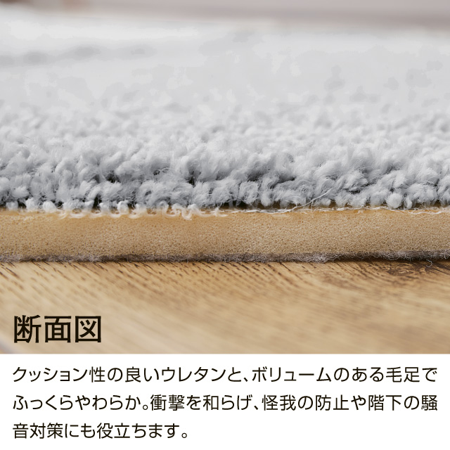 高機能ラグ　ミラク グレー 185×185cm