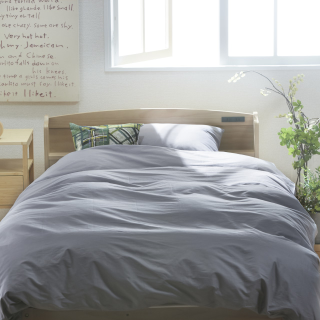 ポケットコイルマットレス（ホワイト）＋羽毛布団セット ライトグレー 