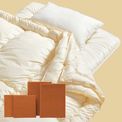 軽量ウォッシャブル布団7点セット　キャメル（掛布団、敷布団、枕、カバー4点）