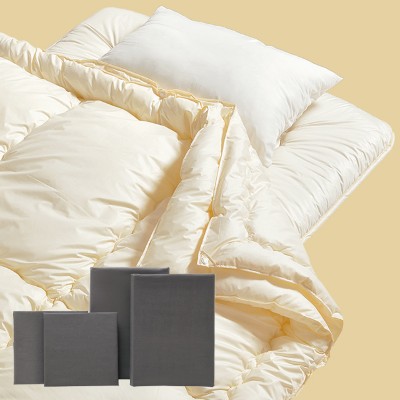 軽量ウォッシャブル布団7点セット　ダークグレー（掛布団、敷布団、枕、カバー4点）