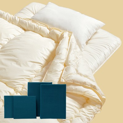 軽量ウォッシャブル布団7点セット　ミッドナイトブルー（掛布団、敷布団、枕、カバー4点）